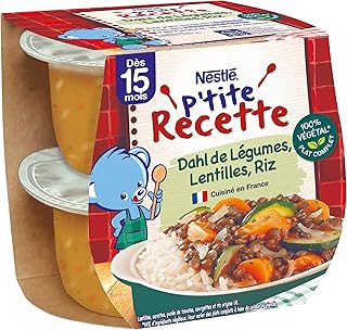 NESTLÉ BÉBÉ - P'TITE RECETTE - DAHL DE LÉGUMES, LENTILLES, RIZ - DÈS 15 MOIS PACK DE 2X200G
