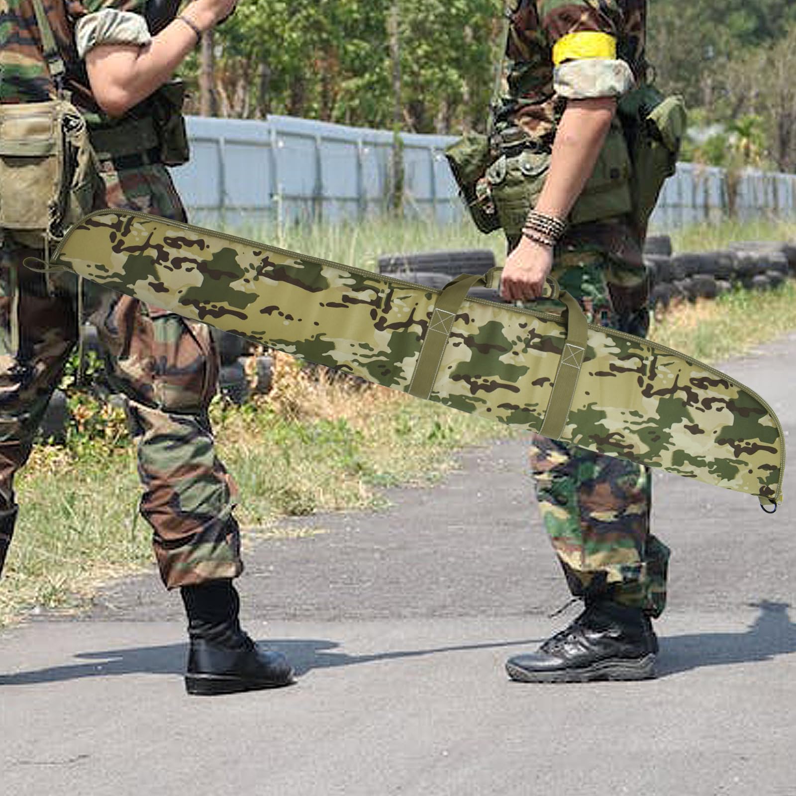 AUMTISC Maleta Rifle Escopeta, Estuche Transporte Armas Largas, Caza Tiro, Espuma Acolchada
