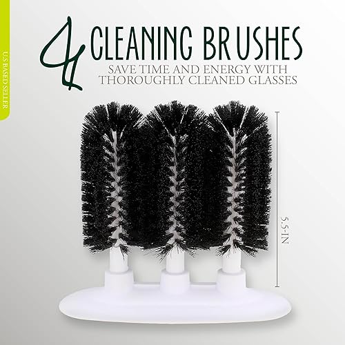 Miniatura 2 de Cepillo de limpieza de vidrio, arandela de vidrio de 3 cepillos - Enjuague de vidrio triple, cepillo para lavadora de tazas, cepillos de vidrio para