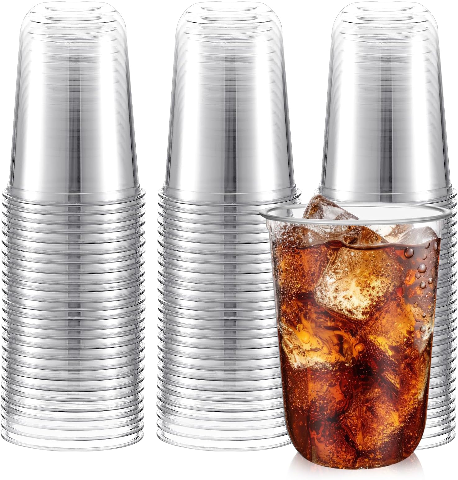 Ziliny 100 Pcs Plastic Stemless Wine Glasses Disposable Plastic Wine Glasses for Parties Weddings Birthdays Cocktail(Clear,16oz)