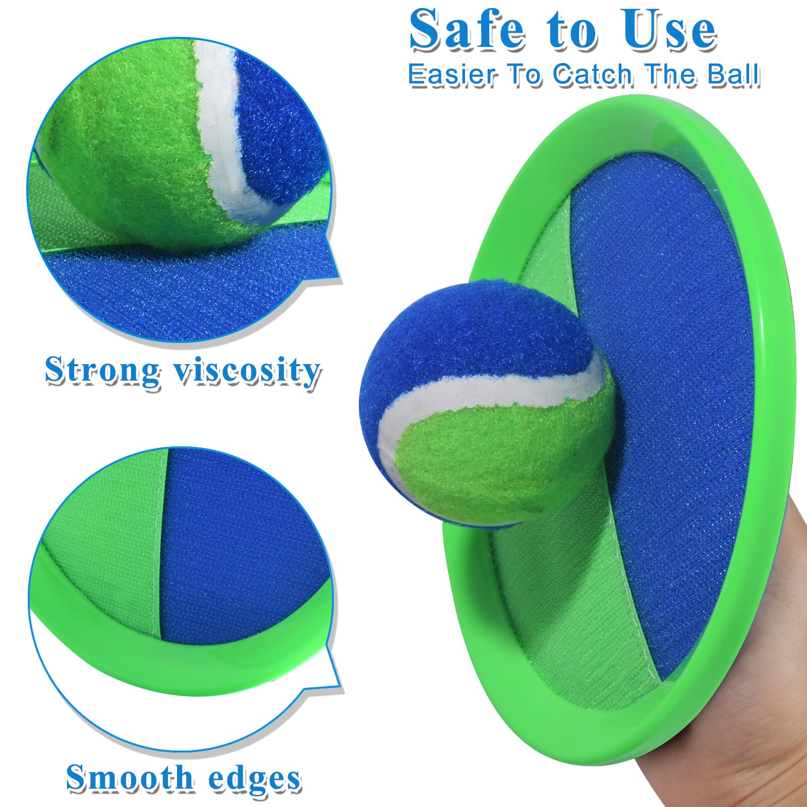 Juego de pelotas de lanzar y atrapar, pelota de atrapar y lanzar para niños, grandes juegos de playa/juegos de patio trasero/juego al aire libre para niños y familia (2 paletas, 2 pelotas) 2