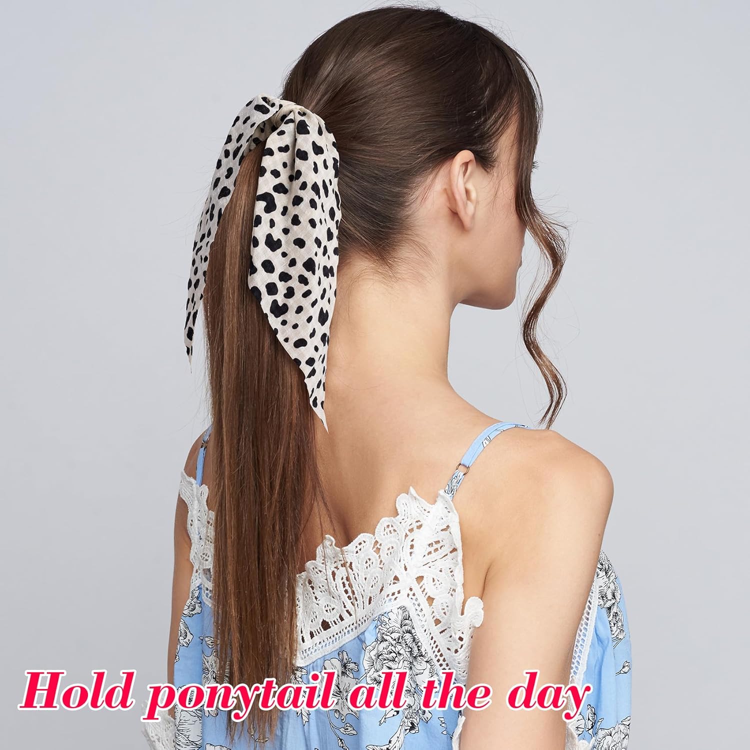 2pcs Cow Print Hair Band for Women, Non-Slip Spotted Rabbit Bunny Ear Bow Hair Tie Ropes, Bowknot Elastic Ponytail Holder Hair Scrunchies Accessories for Curly Straight Thin Thick Fine Hair - Image 4