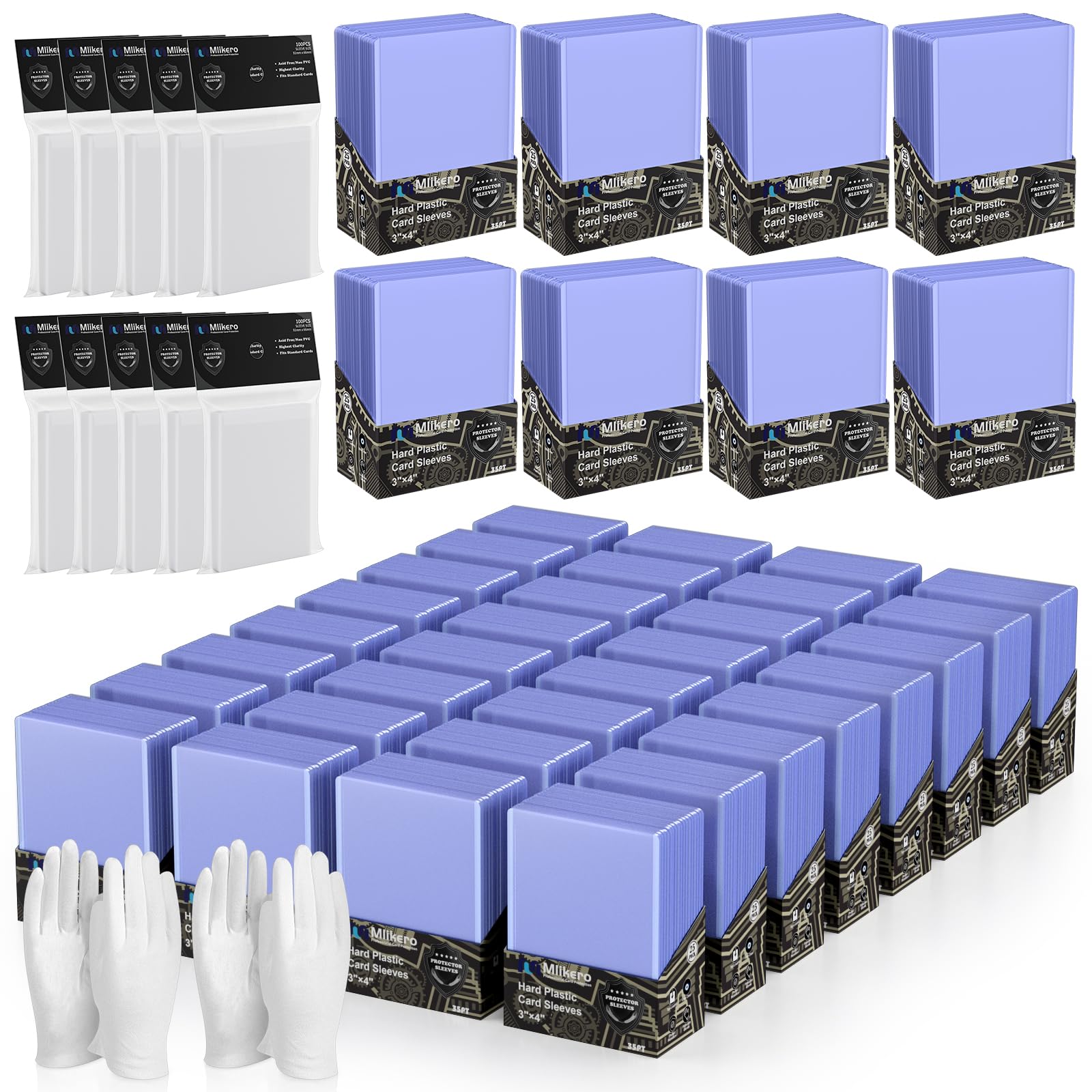 2000 Card Sleeves Top Loaders for Cards, 3"X4" Toploaders for Cards, Premium Baseball Card Protectors Hard Plastic for Sports and Game Cards (1000 Top Loaders + 1000 Clear Sleeves)