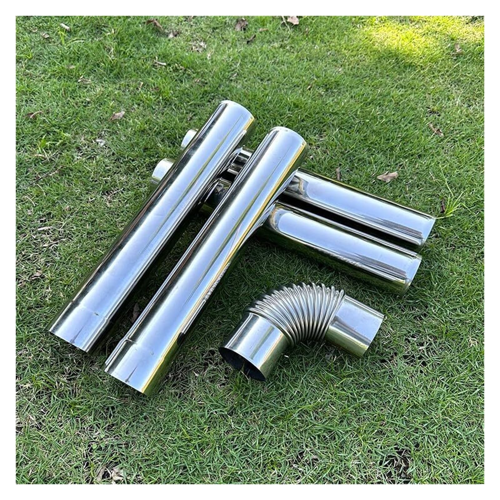 Codo de tubo de estufa de acero inoxidable, conducto de chimenea, 4 tubos y 90 grados, 2,36 pulgadas, madera for acampar for tienda de campaña