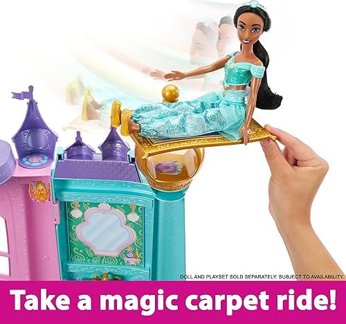 Miniatura 5 de Mattel Disney Princess Castillo de aventuras mágicas, Castillo de 4 pies de alto con luces y sonidos, 3 niveles, 10 áreas de juego y más de 25