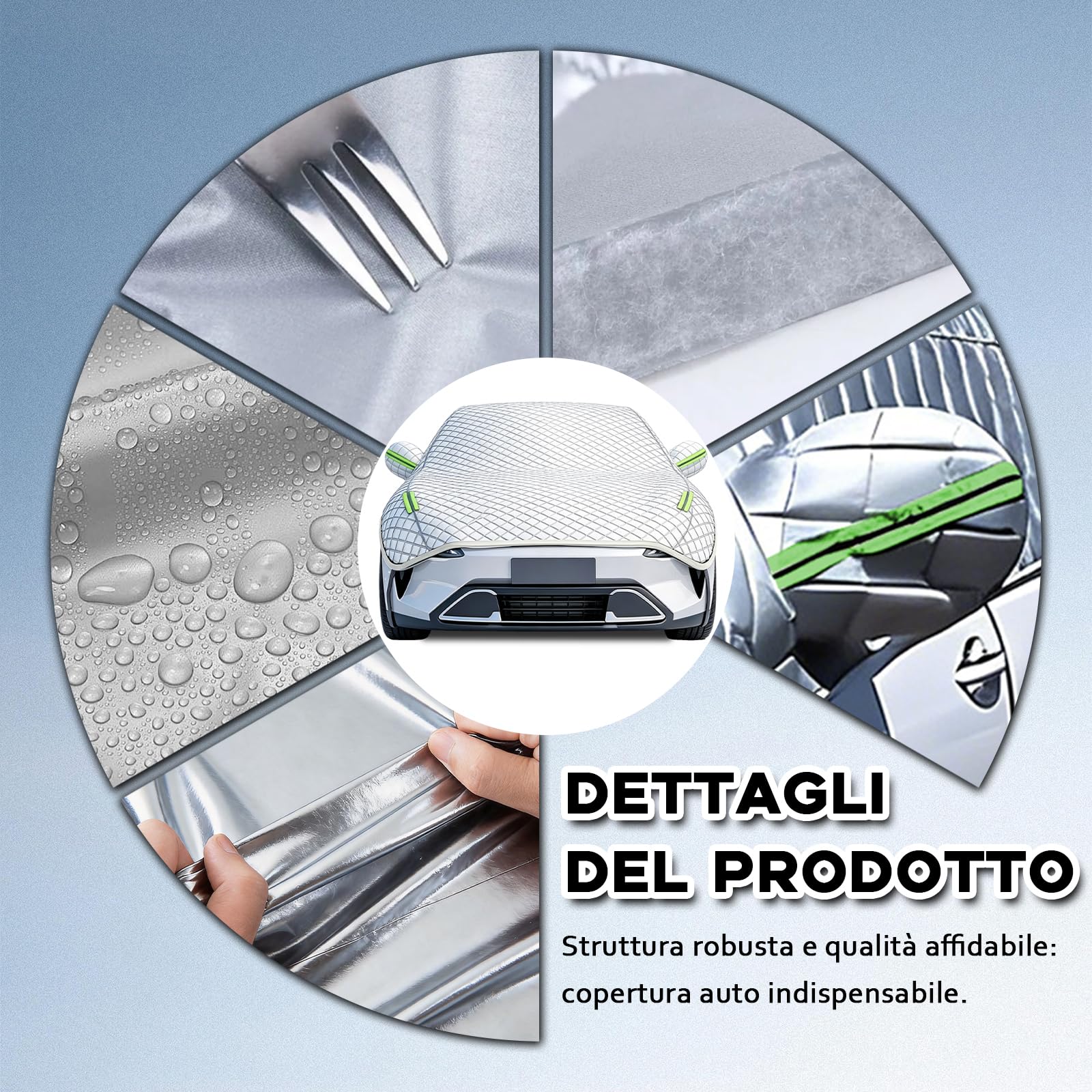 Telo Copriauto Antigrandine per Citroen C4 Cactus 2014-2020,Telo Copri Auto Esterni,Mezza Copertura per Macchina Impermeabile Antigrandine Protezione Per Tutte Le Stagioni Mb295