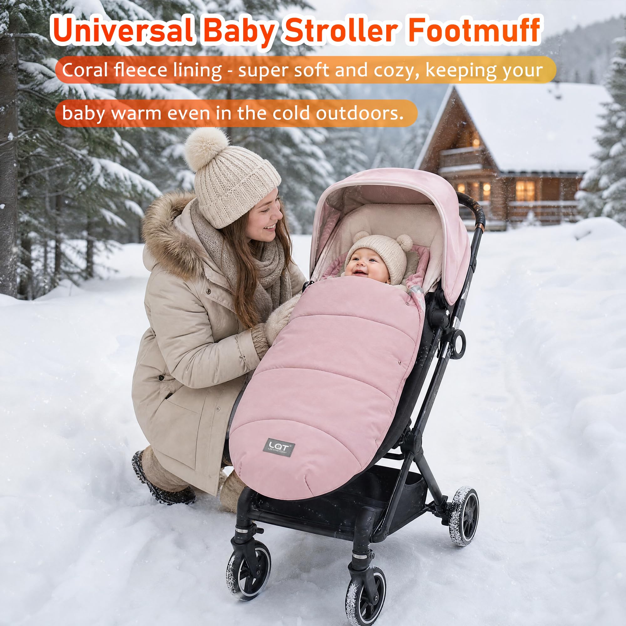 LAT Chancelières Universelle pour Poussettes, Imperméable et Coupe-Vent Chanceliere Poussette Hiver pour Poussette, Landau, Buggy (B, Rose)