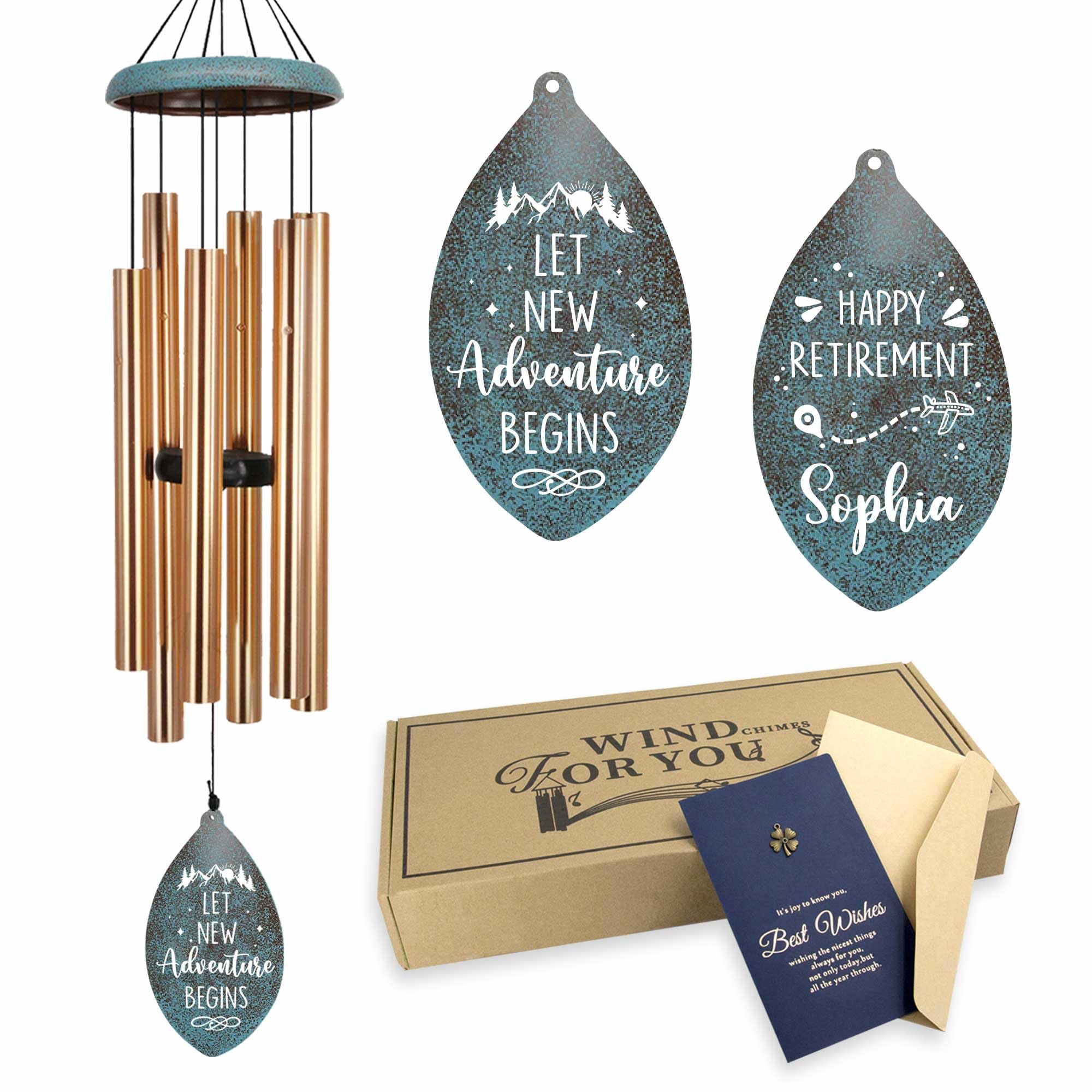 ASTARIN Personalized Happy Retirement Gifts, Custom Name Retirement Wind Chimes for Women Men, 35" Large Deep Tone Wind Chime Retire Gifts for Husband Friends Parents