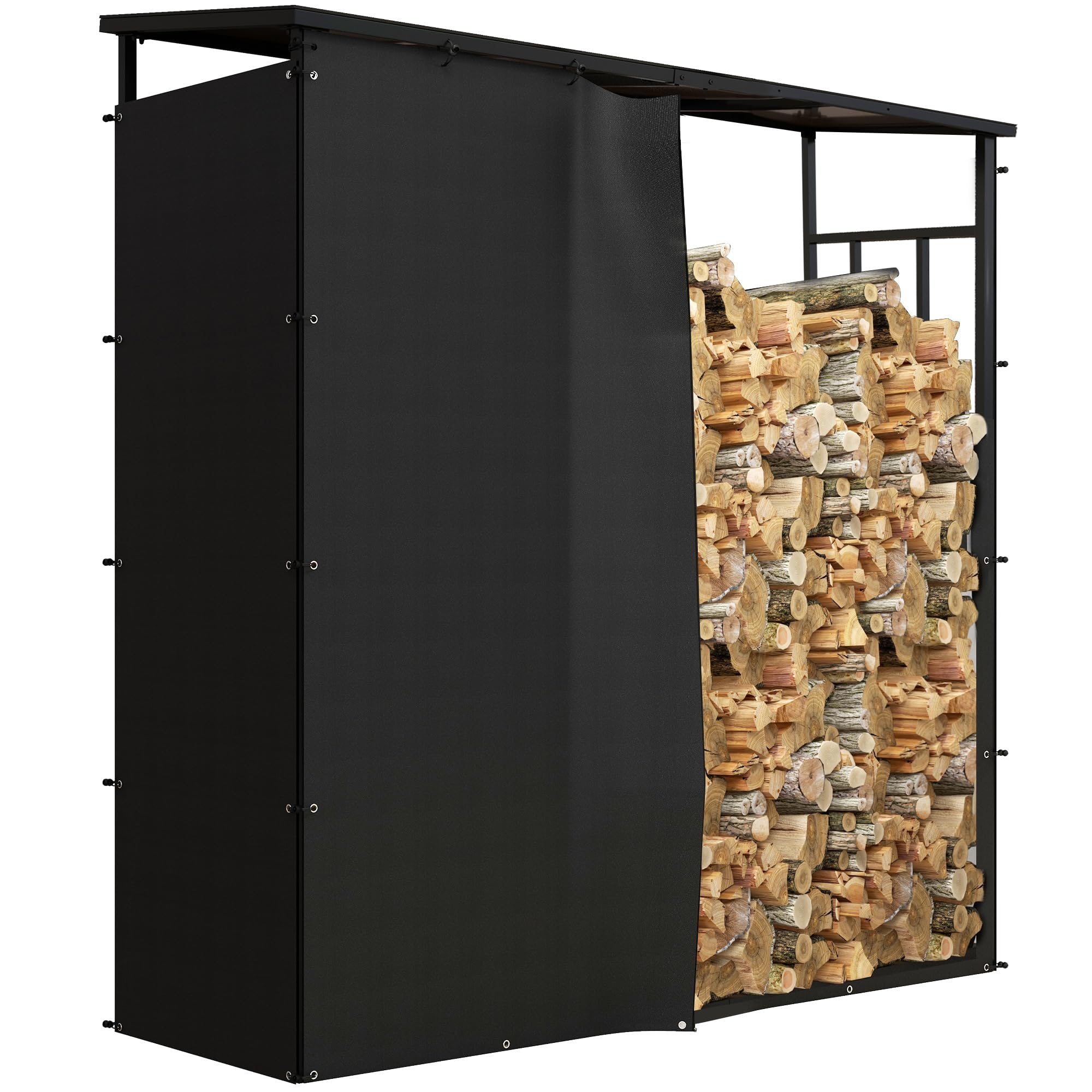 NALONE Kaminholzregal Outdoor Mit Abdeckung - Metall, 120x116,8x35,1 Cm, Wasserdicht, Inkl. Tragetasche