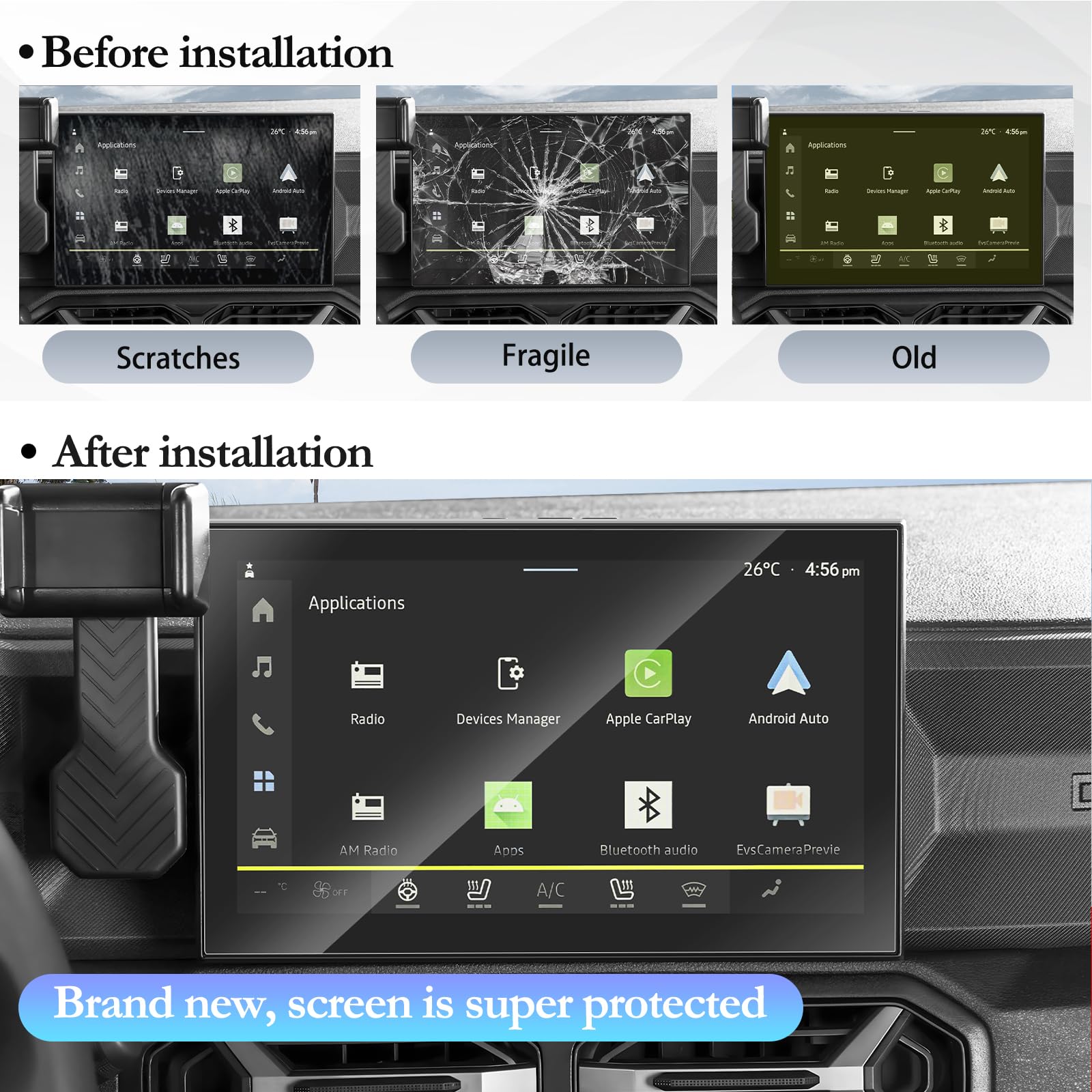 SKTU Lot De 2 Films Protection Écran Navigation GPS Dacia Duster III 2024 2025 - 10,1 Pouces PET HD