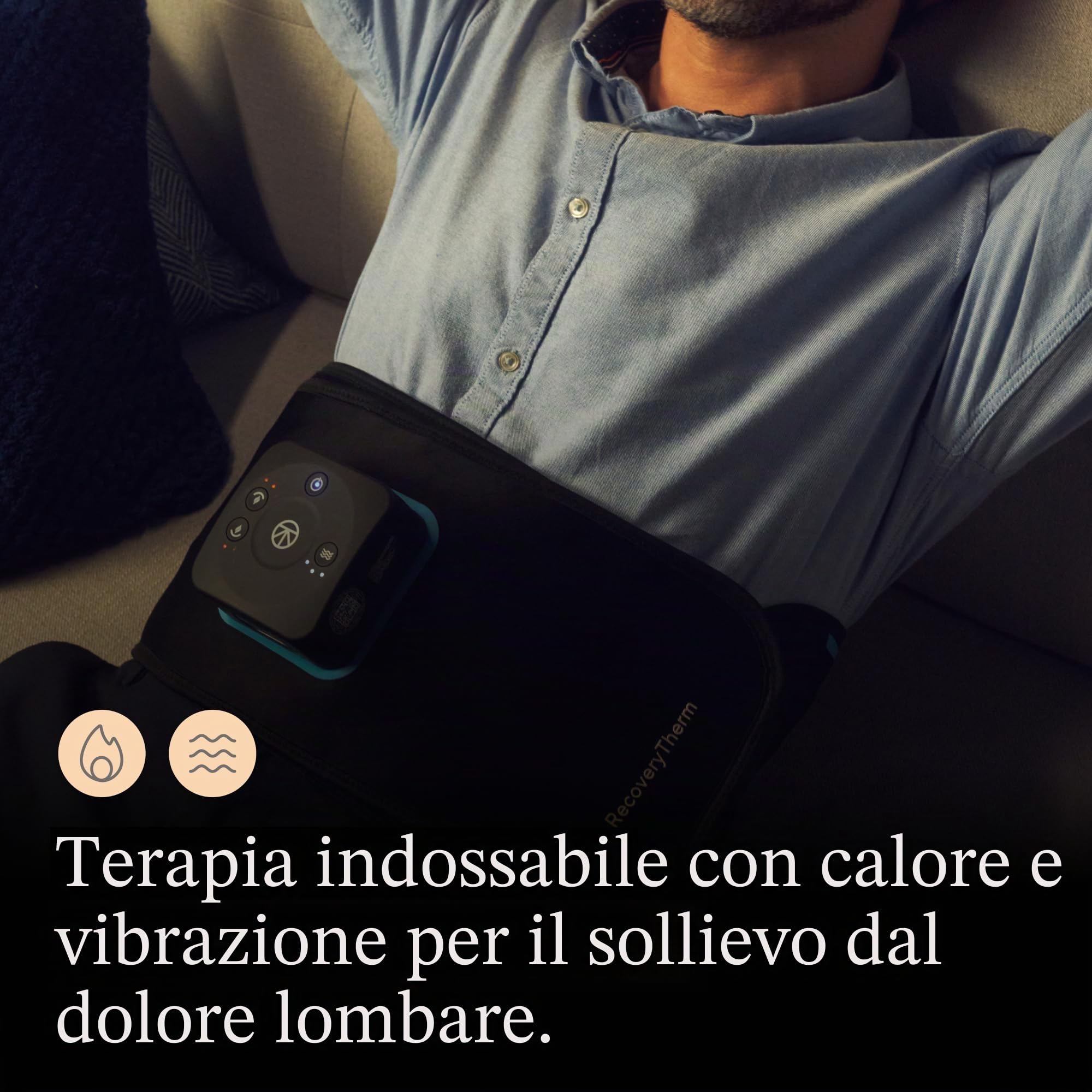 Therabody - RecoveryTherm - Terapia indossabile a base di calore e vibrazioni per alleviare il dolore lombare