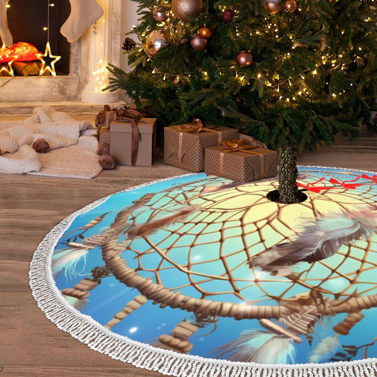 Jupe de sapin de Noël en peluche pour cacher le pied du sapin avec élégance