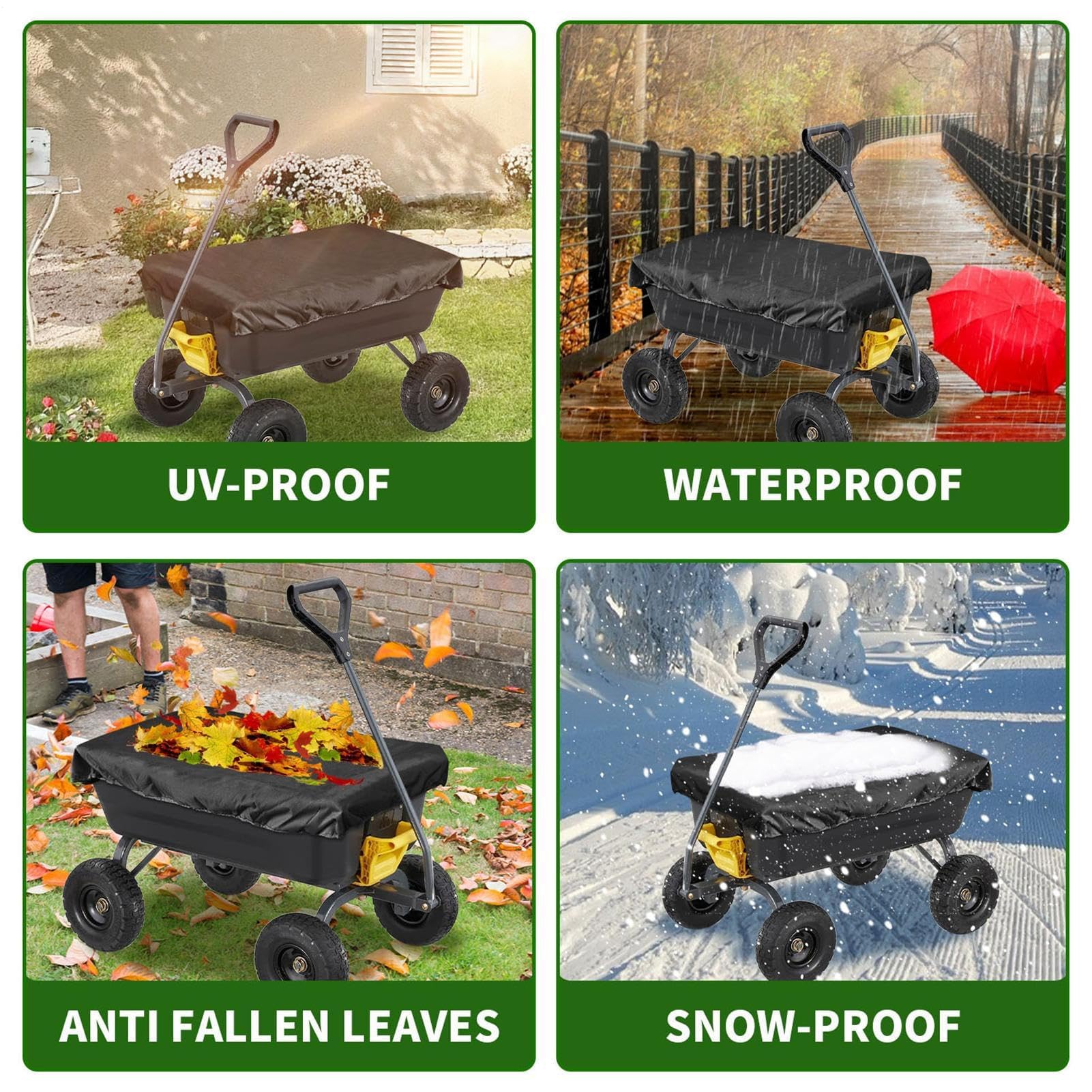 Cubierta para carrito de comestibles resistente a los rayos UV, toldo impermeable para carrito de jardín, plegable al aire libre para camping, compras y protección de carrito de mano