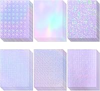 Vista 18 de 36 hojas de papel adhesivo holográfico, película laminada de vinilo transparente para calcomanías autoadhesivas, papel adhesivo de laminación