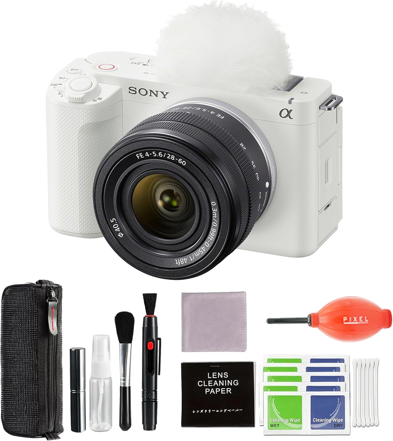 Sony ZV-E1 Mirrorless Vlog Camera (White) with 28-60mm Lens with Pixel Advance Accessories and Travel Bundle Sony ZV-E1 Mirrorless Vlog Camera (White) with 28-60mm Lens with Pixel Advance Accessories and Travel Bundle