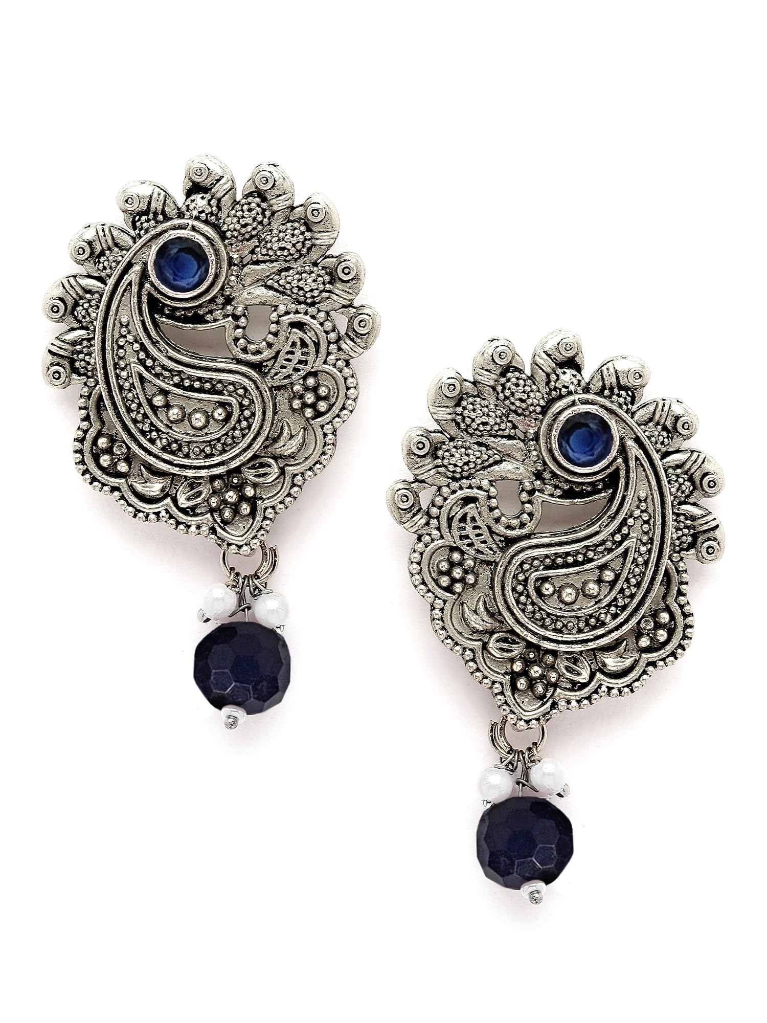Karatcart Oxidised Silver Blue Bead Drop Earring for Women (B0CJVDKPZ5) Amazon Price History, Amazon Price Tracker