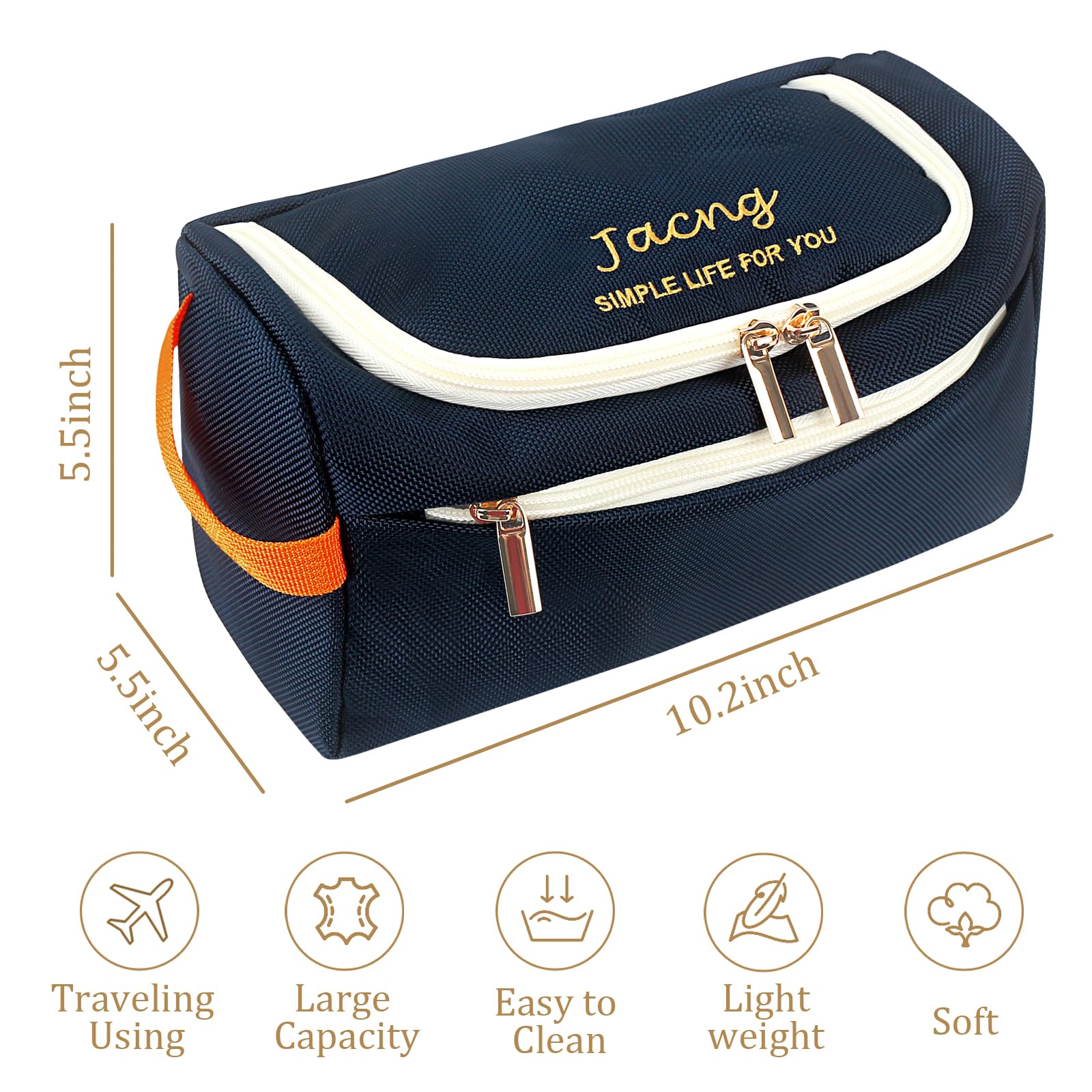 Jacng Toiletry Bags Makeup Travel Organizer Bag for Women and Men Large Capacity Cosmetics Portable Storage Accessories for Toiletries Brushes Cosmetic Essentials NavyBlue