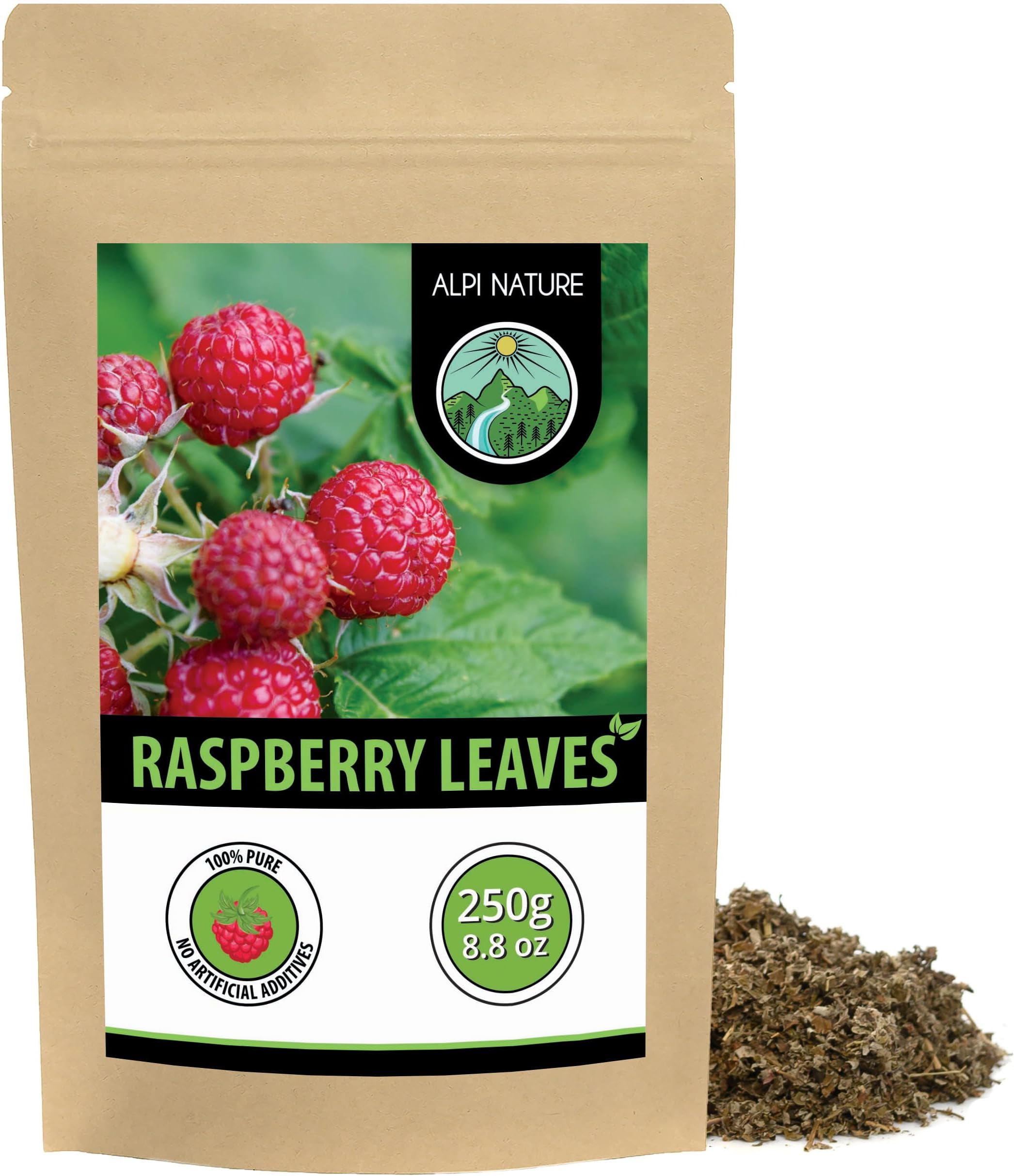 Alpi Nature Raspberry Leaf Tea 250g 8.8 oz, Loose Leaf Tea, Dried and Cut Raspberry Leaves