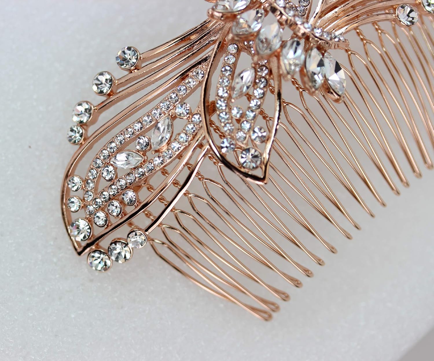 Faship Gorgeous Clear Rhinestone Crystal Huge Floral Hair Comb