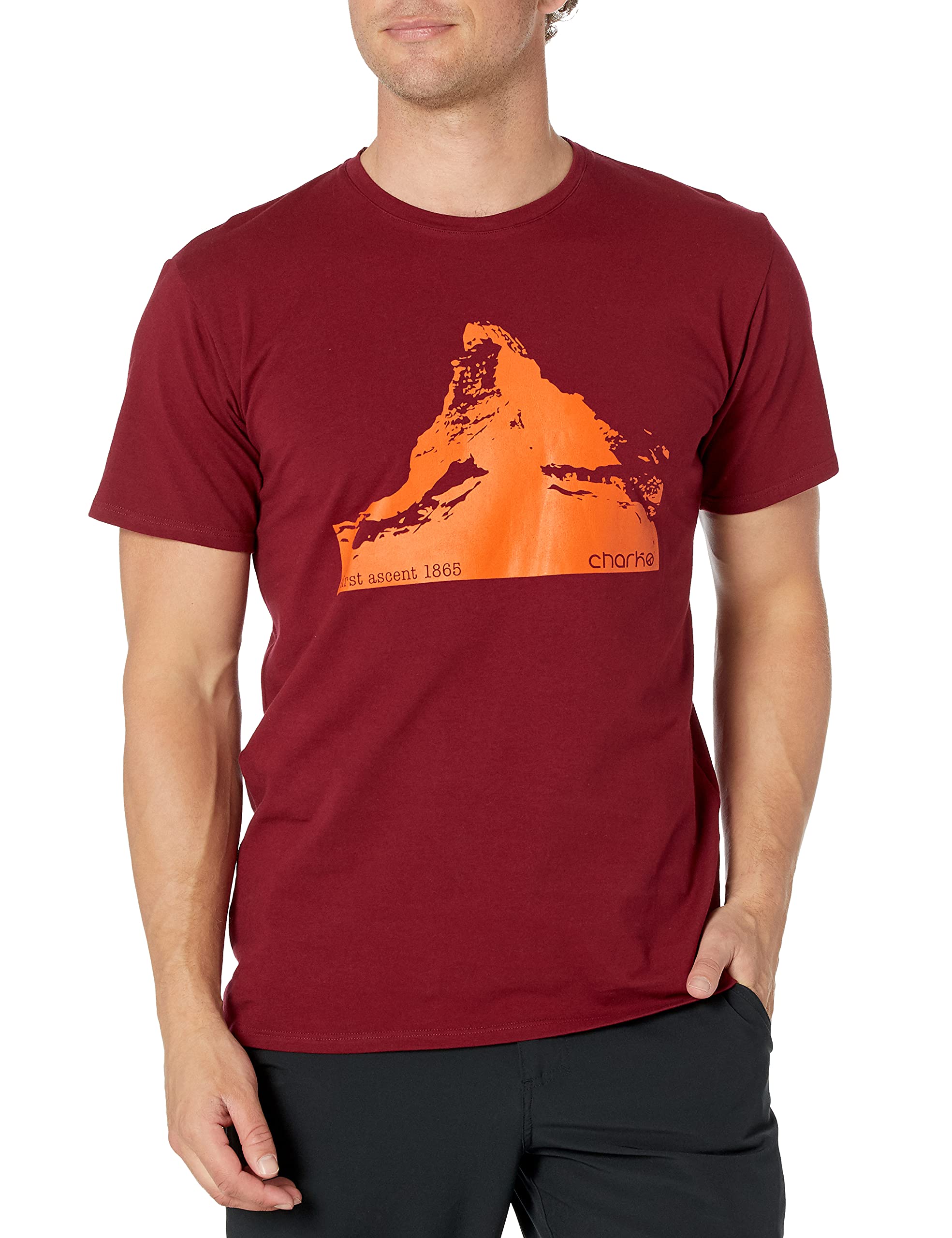Men's Monte Cervino Rock Climbing T-Shirt, D Red, X-Large