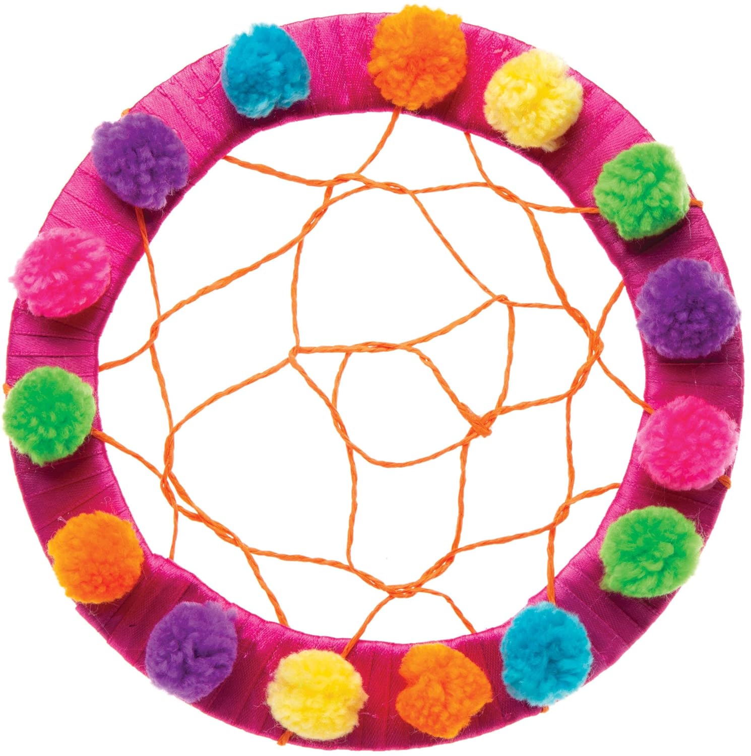 Baker Ross AW528 Woolly Neon Pom Poms - Pack of 84, Craft Embellishments, Ideal for Winter Arts and Crafts Projects for Kids