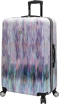 review Steve Madden 28 Inch Checked Luggage Collection - Scratch Resistant (ABS + PC) Hardside Suitcase - Designer Lightweight Bag with 8-Rolling Spinner Wheels (Diamond)