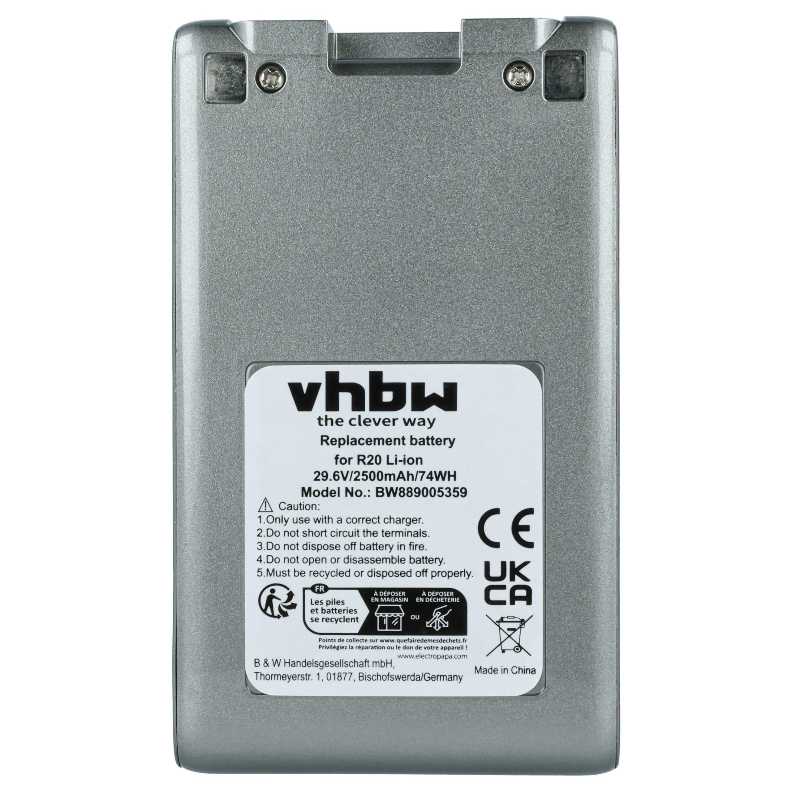 vhbw Akumulator kompatybilny z odkurzaczem Dreame R20, srebrny (2,5 Ah, 29,6 V, litowo-jonowy)