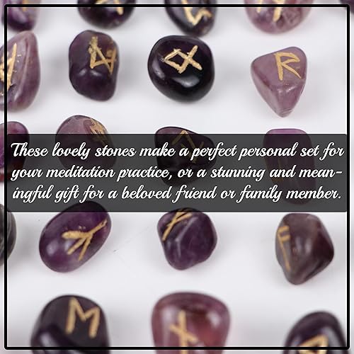 Miniatura 4 de cosynee Piedras preciosas curativas de runas con bolsa (amatista), Piedra