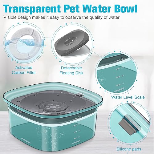 Miniatura 5 de UPSKY Cuenco de agua para perros de 70 onzas, 2 litros, sin derrames, gran capacidad, a prueba de derrames, alimentador de agua lento, sin
