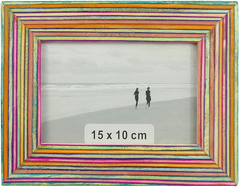 NIKKY HOME Wooden Photo Picture Frame 4x6 Boho Style Mango Wood for Tabletop Display, Colorful