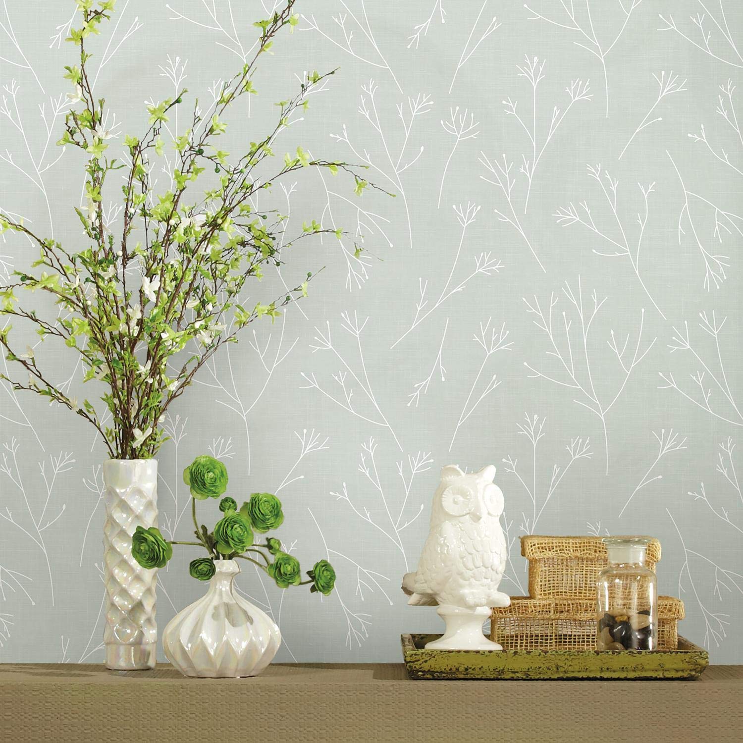 RoomMates RMK11376RL Twigs Peel and Stick Wallpaper, Green, 45.7 x 45.7 cm - Image 2