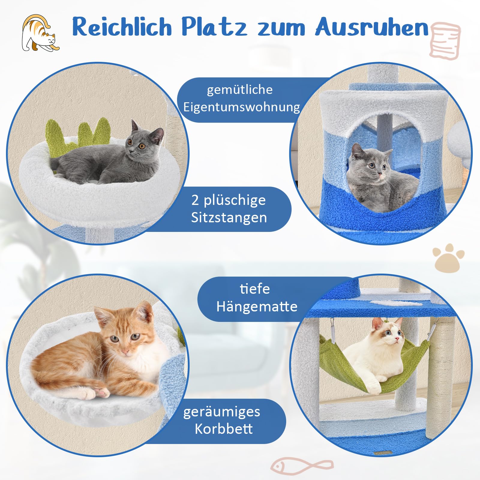 COSTWAY Krabpaal Klein, 50 Cm Hoog, Kattenboom In Avocado Look Kattenkrabpaal Met Kattenbed Veerspeelgoed Sisal Krabpaal Kattenmeubel Klimboom Activiteitsboom Speelboom 1409617885