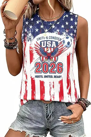 NANYUAYA 2026 Soccer Tank Tops for Women Game Day Shirt Soccer Fan Gifts Letter Printed Causal Sleeveless Top