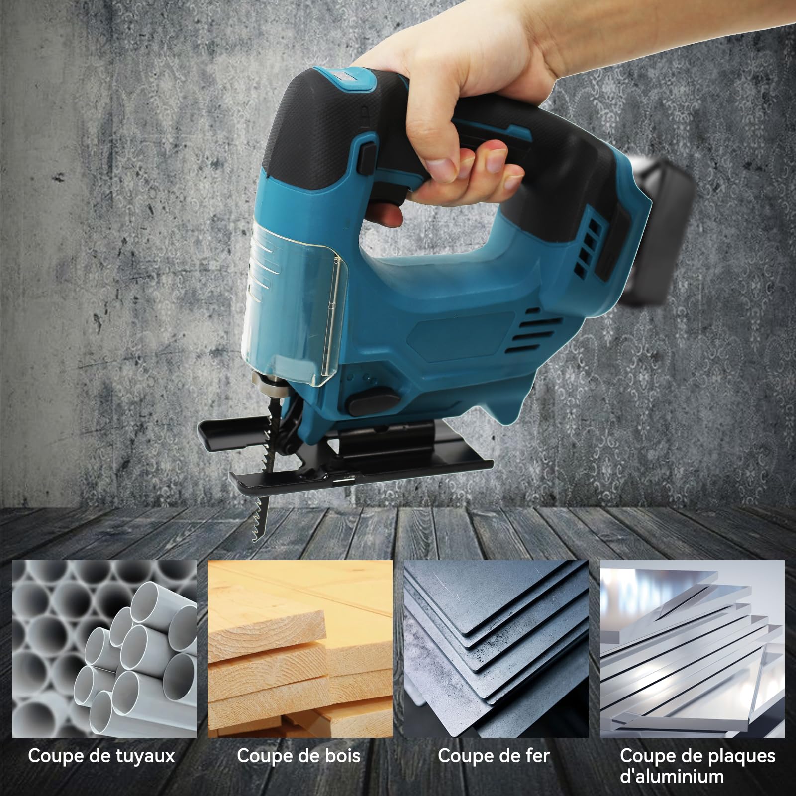 Scie sauteuse sans fil, compatible avec batterie Makita 18V - 3 vitesses réglables