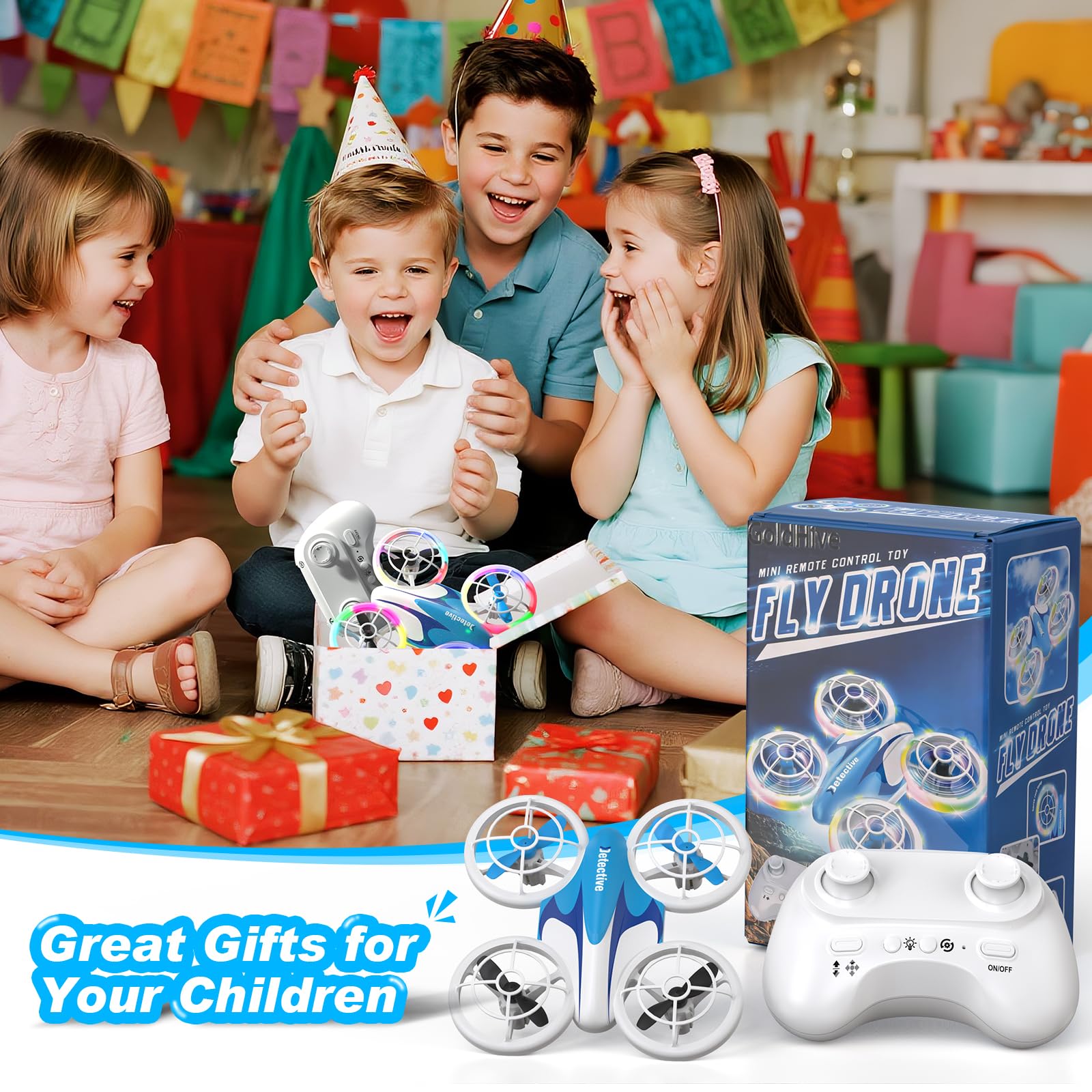 Mini drone per bambini dai 6 anni in su, drone giocattolo RC con luci LED fredde, quadricottero con flips 3D e 3 batterie, tempo di volo di 30 minuti, regalo divertente per bambini principianti