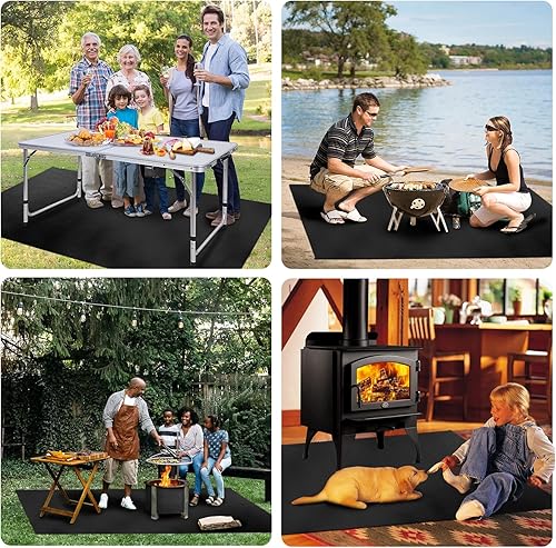 Miniatura 7 de Tapetes para parrilla para parrilla al aire libre Blackstone, 36 x 48 pulgadas, fácil de limpiar, tapete reutilizable para terraza y patio, tapete