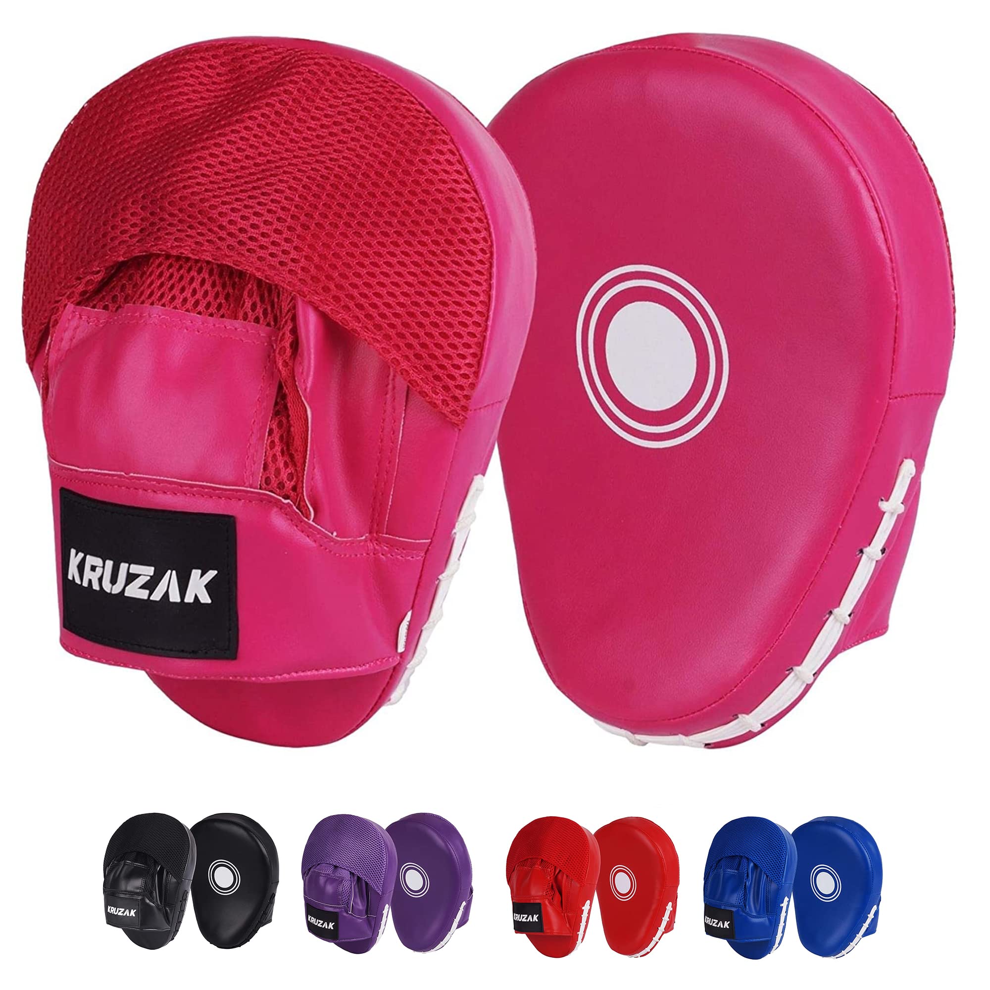 Kruzak Plain Punching Focus Mitts, Curved Hook and Jab Mitts for Muay Thai, MMA Training, Focus Pads for Boxing, Martial Arts, and Punching Target