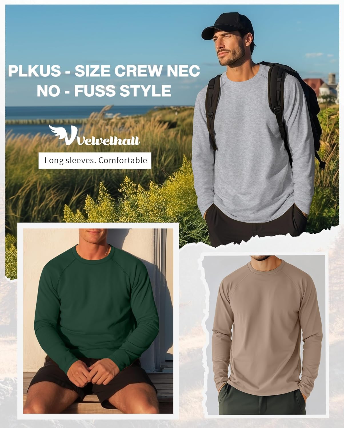 10 Pack Men Big and Tall Cotton Shirts Long Sleeve Tops Royal Blue, Army Green, Black, Khaki, Dark Brown, Dark Mixed Gray, Light Mixed Gray, Dark Green, Cement Gray, Red Large