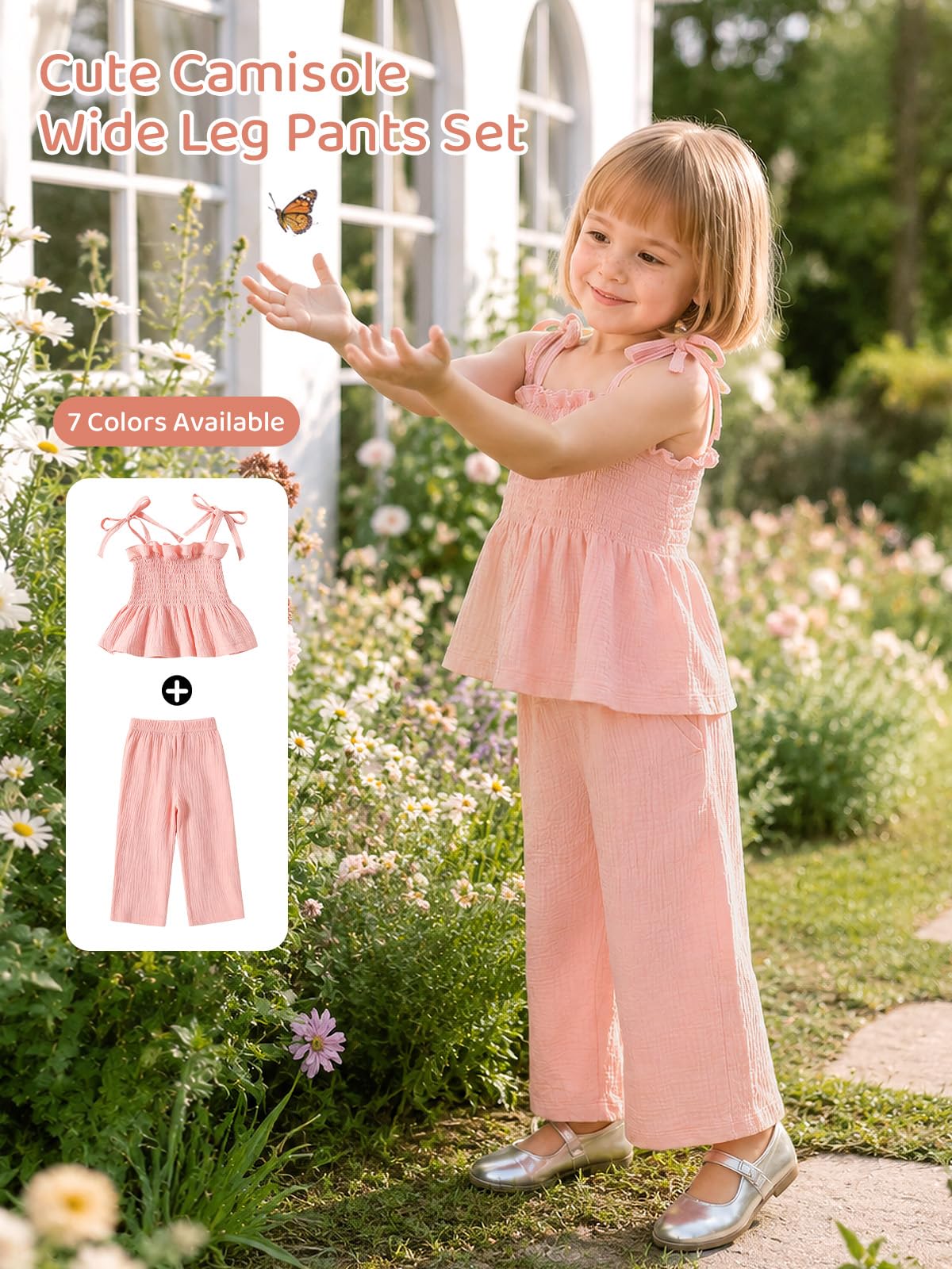 Miipat Bebés Niña Conjuntos de Ropa Traje de Ropa Verano para Bebés Recién Nacido Blusa de Tirantes Tops y Pantalones 2 Piezas con Trajes de Bebé 6 Meses - 3 Años