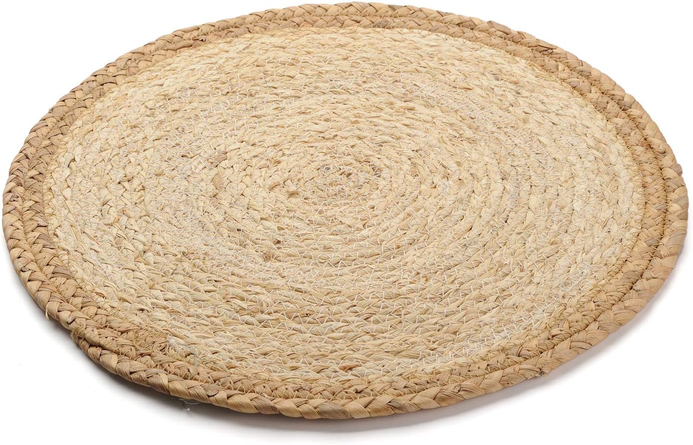 DOKOT Rattan Dinning Placemat Woven Braided Round Table mats Hot Pad Heat Resistant Easy Clean (Khaki Border)
