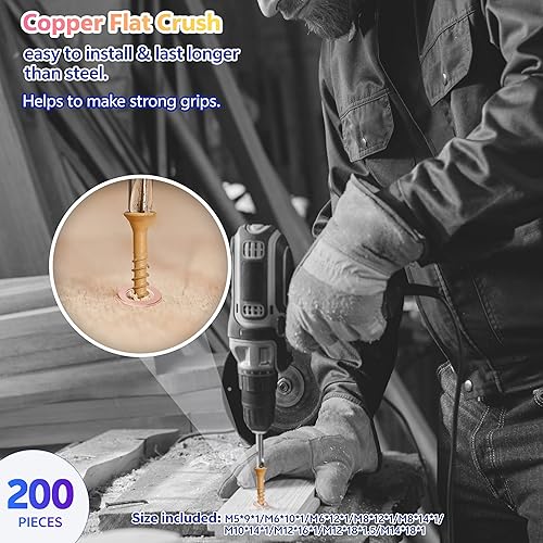Miniatura 4 de matell Juego surtido de 200 arandelas métricas de sellado de cobre de 9 tamaños, arandelas planas surtidas Ki, Crush washe (M5 M6 M8 M10 M12 M14)