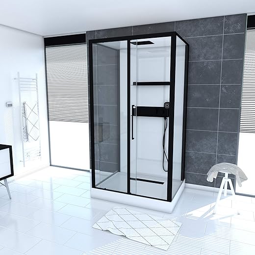 DE BESTE MARWELL Design complete douche White Isle 115 x 90 x 217 cm – met vooringang - douchecabine met hoogwaardige aluminium profielen - instaphoogte 15 cm -