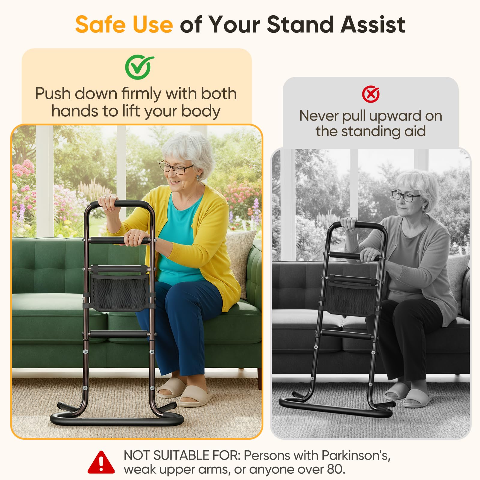 Soporte móvil para levantarse y sentarse, estructura ligera para personas mayores, apoyo y más estabilidad, ayuda para levantarse de la cama, sofá, inodoro, suelo y silla