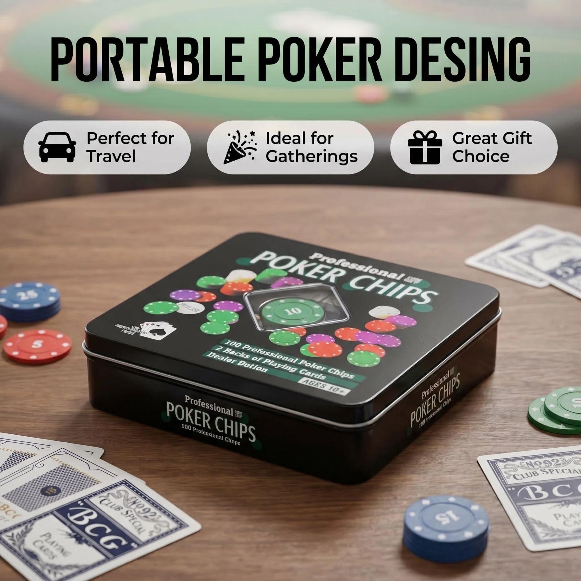 Gra W Pokera Texas Hold’em Na Stół. Przenośny Zestaw Pokerowy W Metalowej Walizce, 100 Żetonów, 2 Talie Kart I Żeton Dealer. Kompletny Zestaw Do Gry W Pokera Do Domu I Na Spotkania