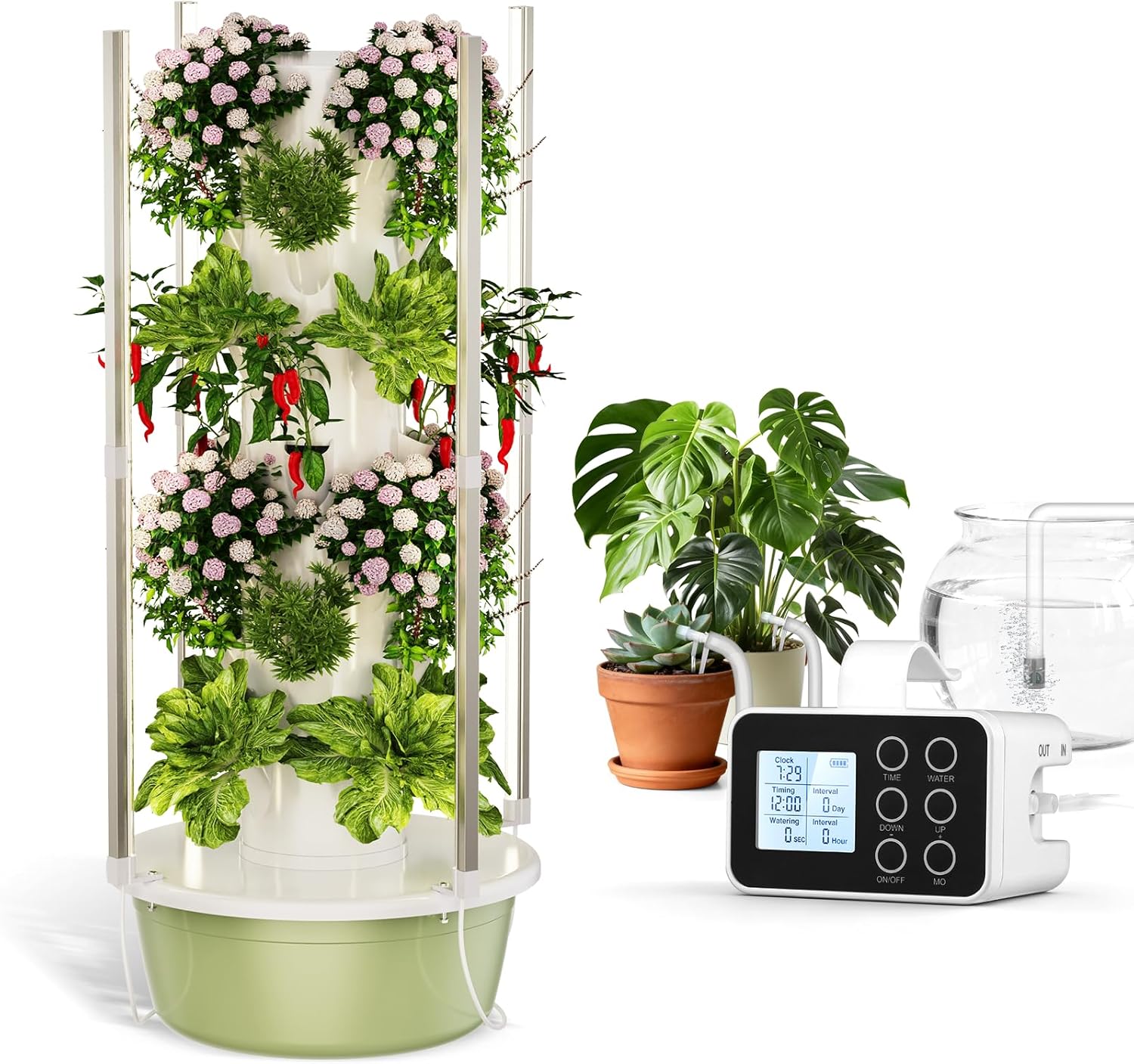 BAOSHISHAN Automatic Plant Watering System and 28pod Hydroponic Tower