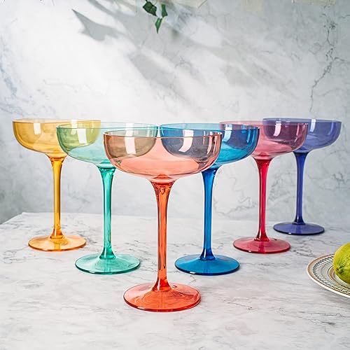 Miniatura 6 de Vasos irrompibles de plástico acrílico a prueba de roturas para Martini, Margarita, champán y cóctel, vasos grandes tipo copa de 15 onzas, juego