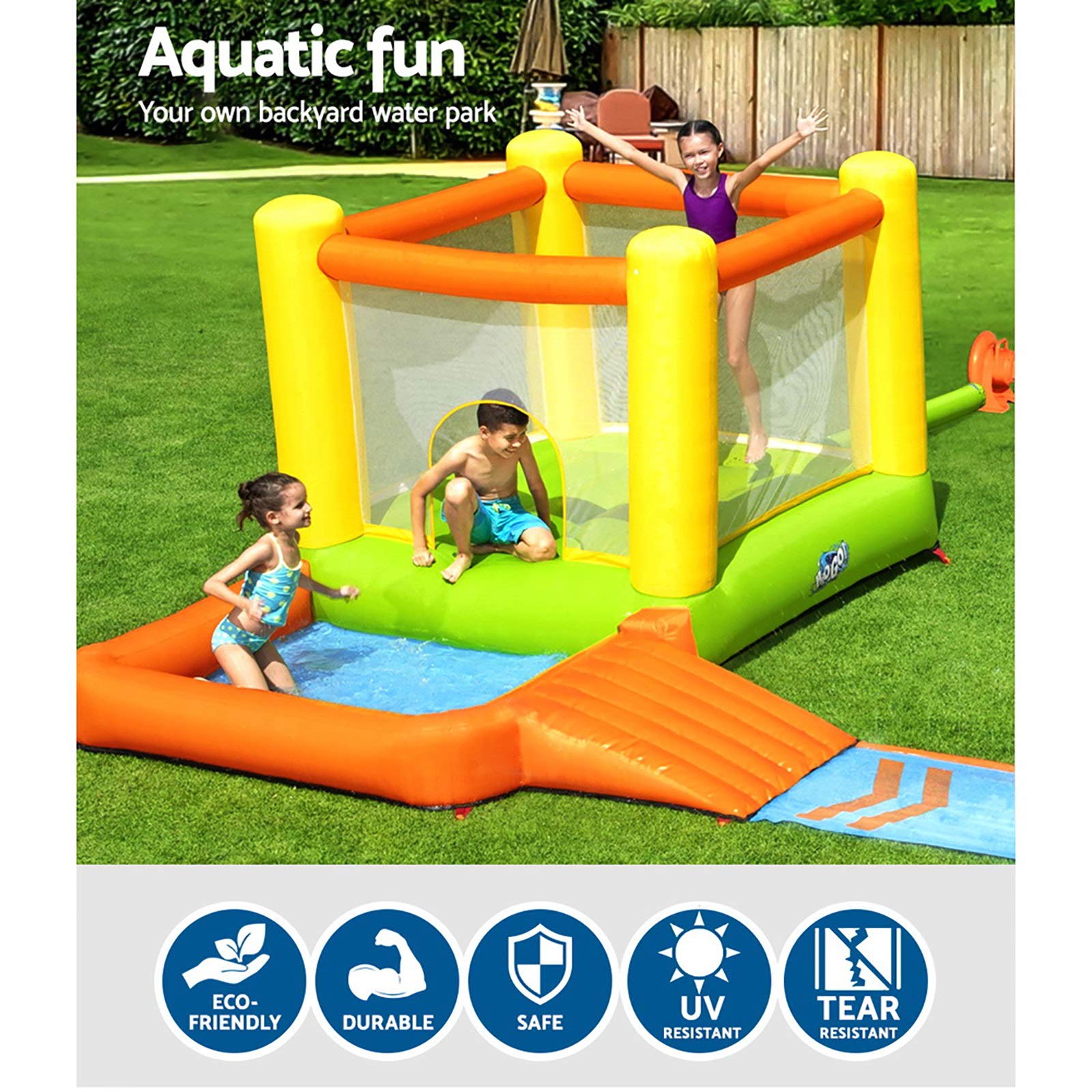 Bestway H2OGO! park wodny z dmuchawą splash i deską dla dzieci od 3 lat, 662 x 300 x 150 cm