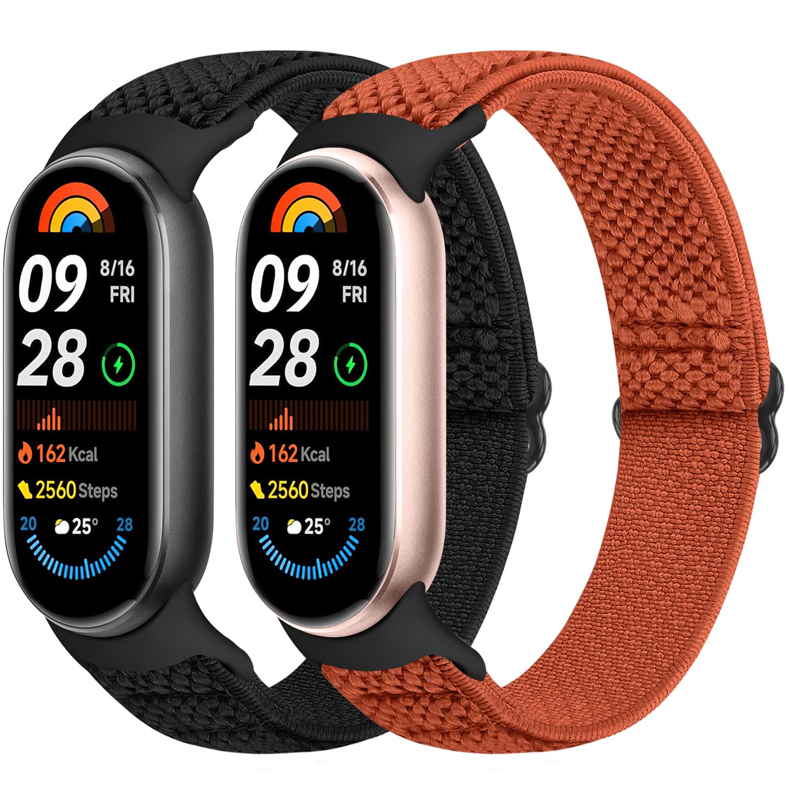 Runostrich Elastic Nylon Watch Strap Compatible with Xiaomi Smart Band 9/Xiaomi Smart Band 8 Sports Strap Soft Watch Band Adjustable Replacement Band for Women Men