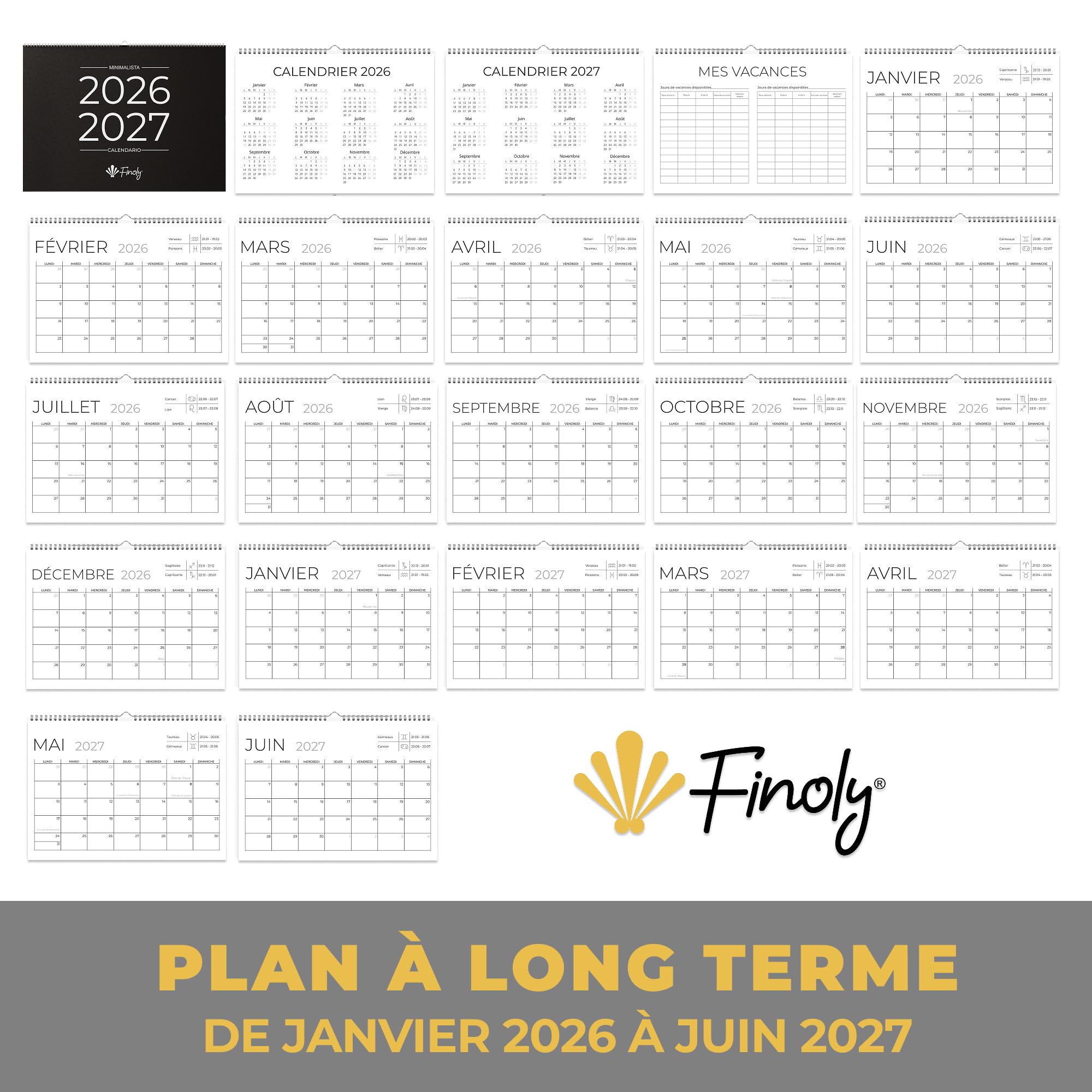 Calendario Da Parete 2026 Con Bulldog Francese - Settimanale A Righe, 21x21 Cm, Per Casa E Scuola