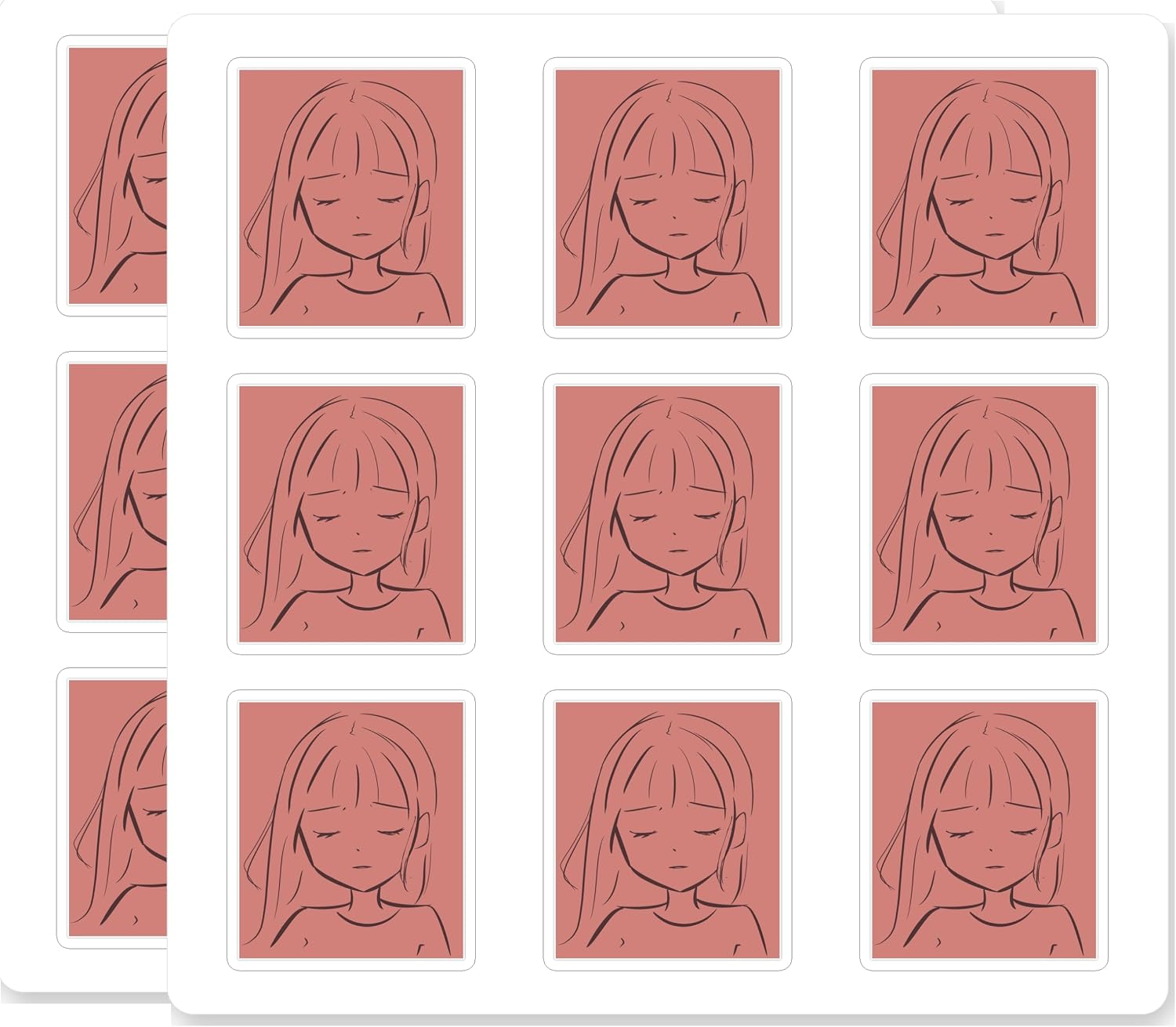 Minimalist Thinking Girl Scrapbook Stickers 18 Pack 2 Inch